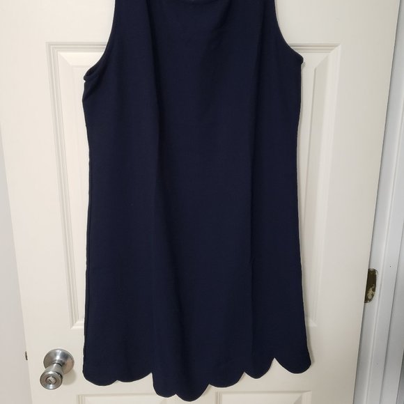 NWOT Navy Blue Scallop Bottom Tank Dress - Picture 2 of 8